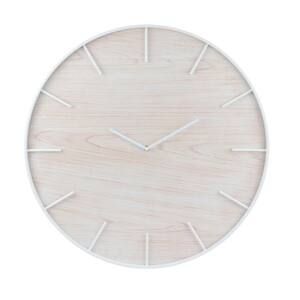 24 in. Brown-White Modern Round Wood and Metal Wall Clock