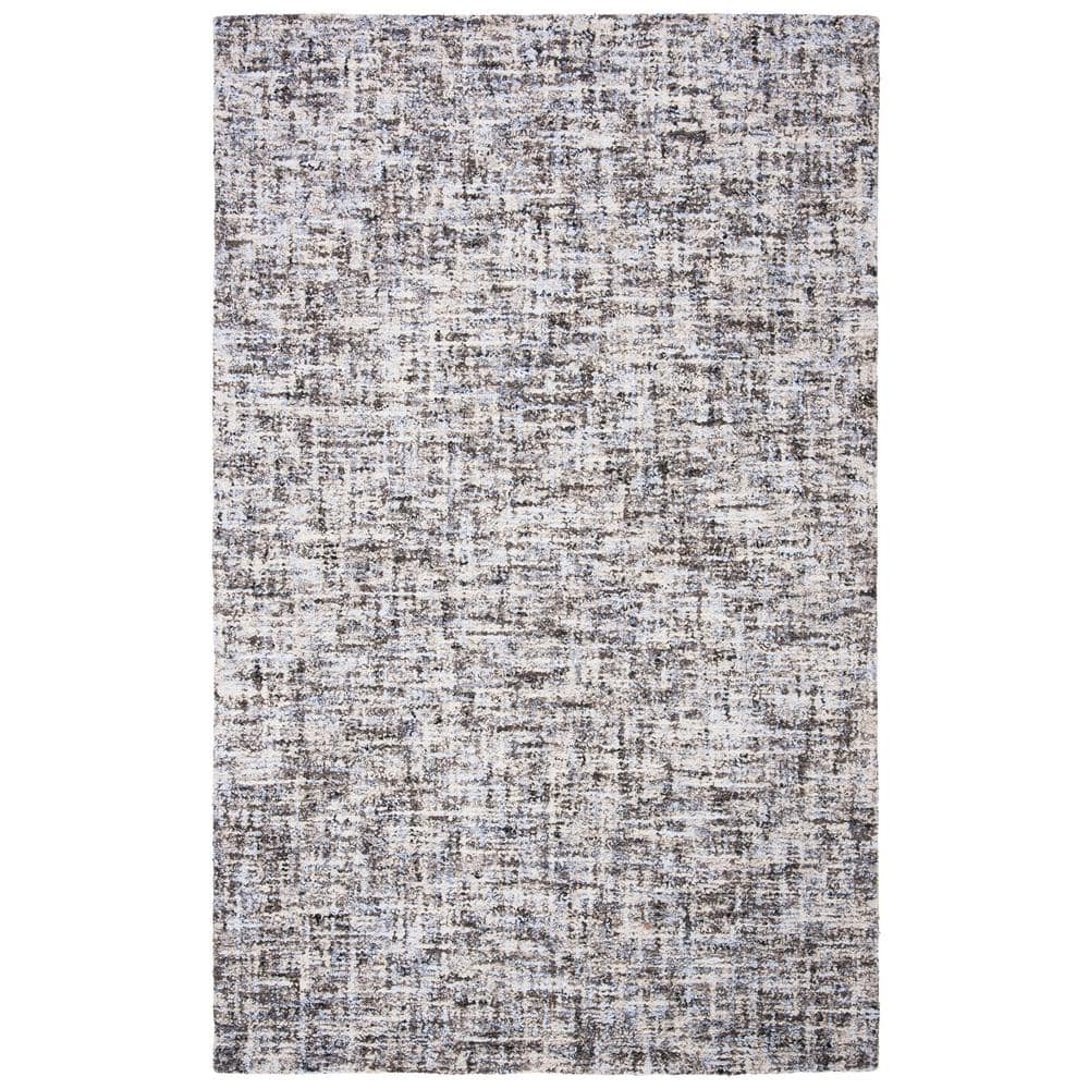 Gray and Beige 4' x 6' Handmade Wool Abstract Area Rug