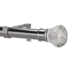 8 ft. Non-Telescoping Single Curtain Rod 1-1/8 in. with Rings in Chrome with Digital Finial