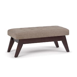 Draper 40 in. Wide Mid-Century Modern Rectangle Tufted Ottoman Bench in Fawn Brown Linen Look Fabric