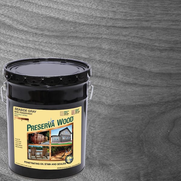 Preserva Wood 5 gal. Seaside Gray Semi-Transparent Oil-Based Exterior Wood Stain