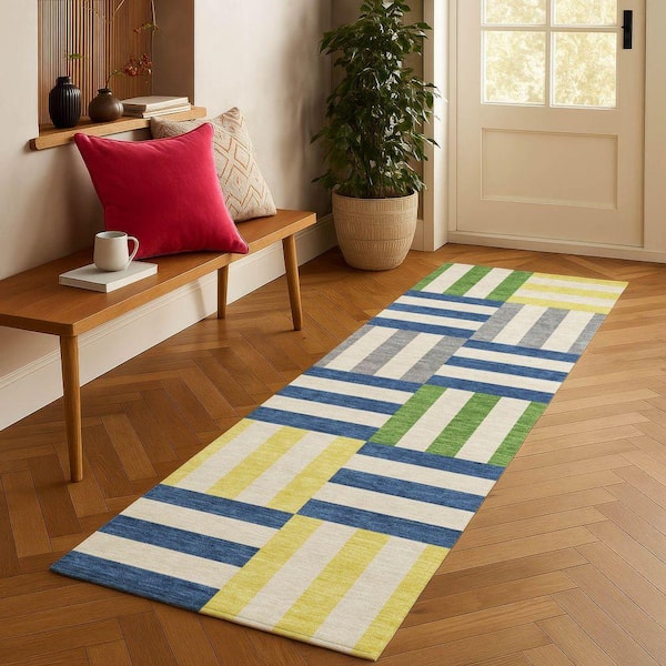 Chantille Machine Washable Indoor/Outdoor Abstract ACN2332 Blue 2 ft. 3 in. x 7 ft. 6 in. Runner Rug