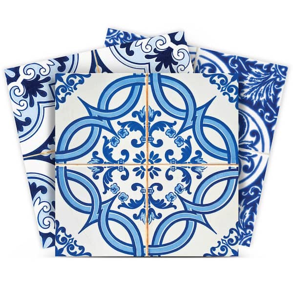 MI ALMA Blue and White H601 6 in. x 6 in. Vinyl Peel and Stick Tile (24-Tiles, 6 sq.ft./Pack)