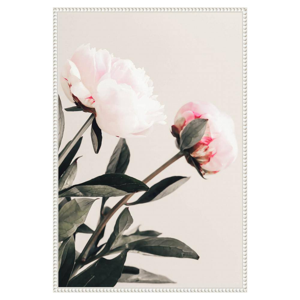 Beaded White Framed Peony Canvas Wall Art Print 23 x 33-in
