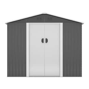 8.4 ft. W x 6.3 ft. D Outdoor Metal Storage Shed Garden Tool Galvanized Steel Shed with Sliding Door (52.92 sq. ft.)