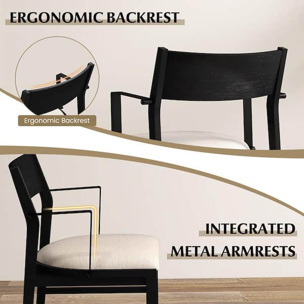Gymax Black and Cream Sponge Contoured Backrest Dining Chair