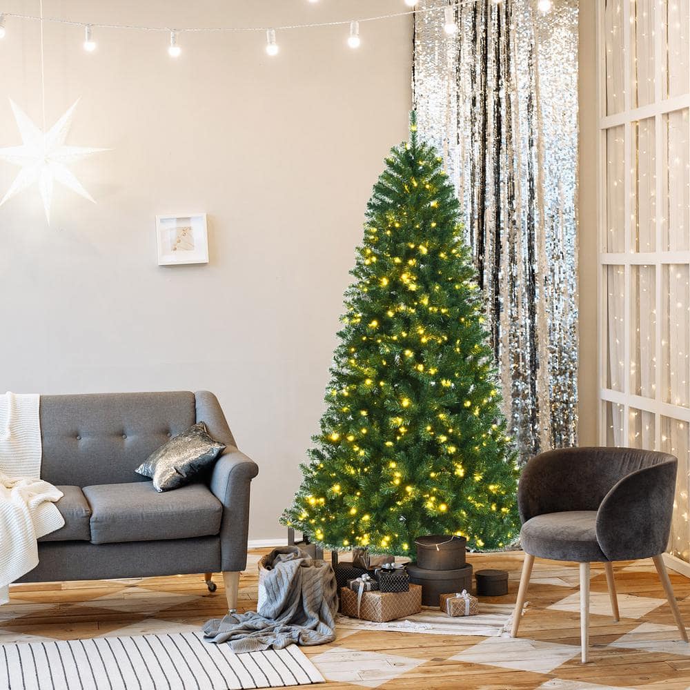 6ft Green Pre-lit Pine Christmas Tree with Remote-Controlled LED Lights