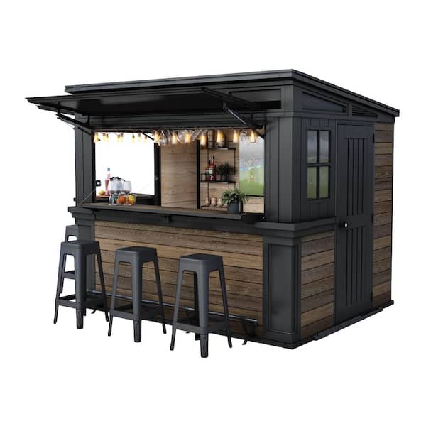 9 ft. W x 7ft. D Resin Walnut Brown Bar Shed