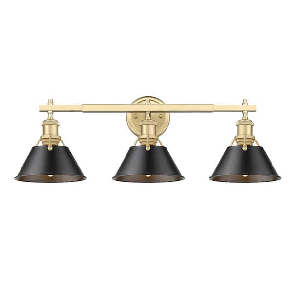 Golden Lighting Orwell 27.25 in. 3-Light Brushed Champagne Bronze and Matte Black Vanity Light