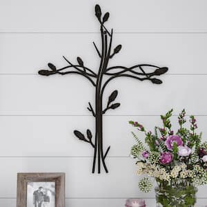 Metal Wall Cross with Intertwined Vine Design
