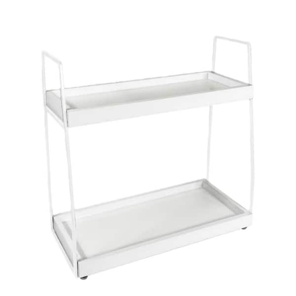 2-Tier Countertop Bathroom and Bedroom Vanity Organizer in White for Sink Storage, Perfume and Skincare Display
