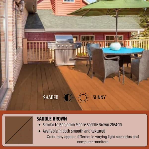 Polyurethane Deck Coating 4 Gal. 10x Stronger than Paint - Sealant for Pool Decks, Patios, Porches - Smooth Saddle Brown