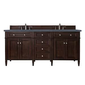 Brittany 72 in. W x 23.5 in. D x 34 in. H Double Bath Vanity in Burnished Mahogany with Charcoal Soapstone Quartz Top