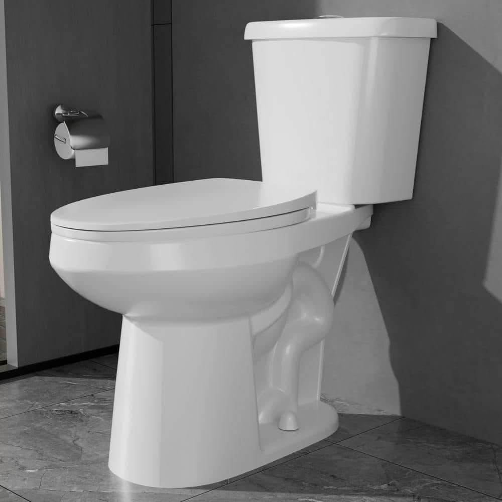 19 in. ADA Height 2-Piece Toilet 1.1/1.6 GPF Dual Flush Elongated White ...