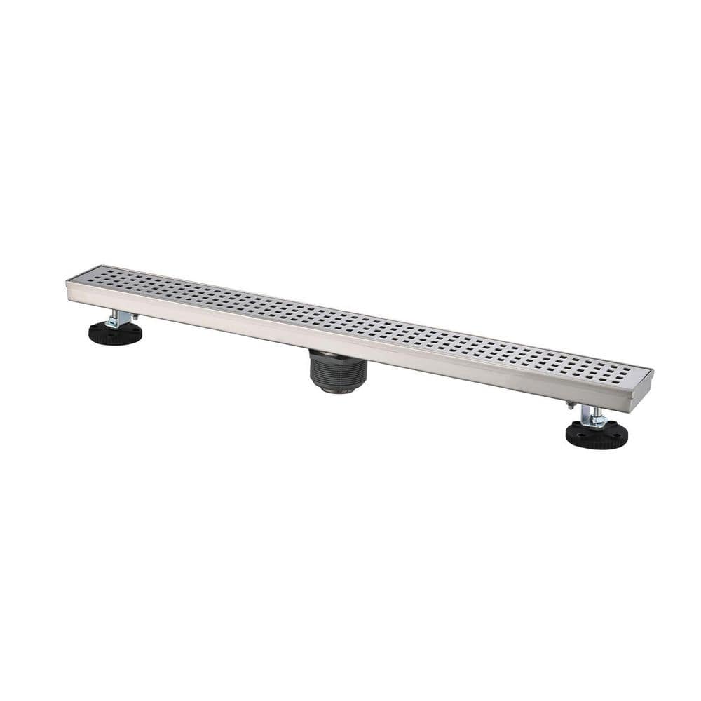 30 in. Linear Shower Drain, Included Hair Strainer and Leveling ft. in  Brushed Nickel price history on PriceWatchPro