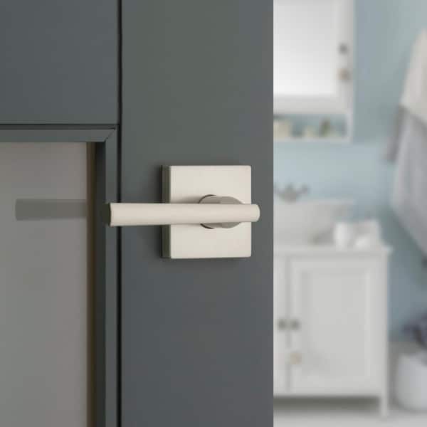 Montreal Square Satin Nickel Privacy Bed/Bath Door Lever Montreal Square Satin Nickel Privacy Bed/Bath Door Lever