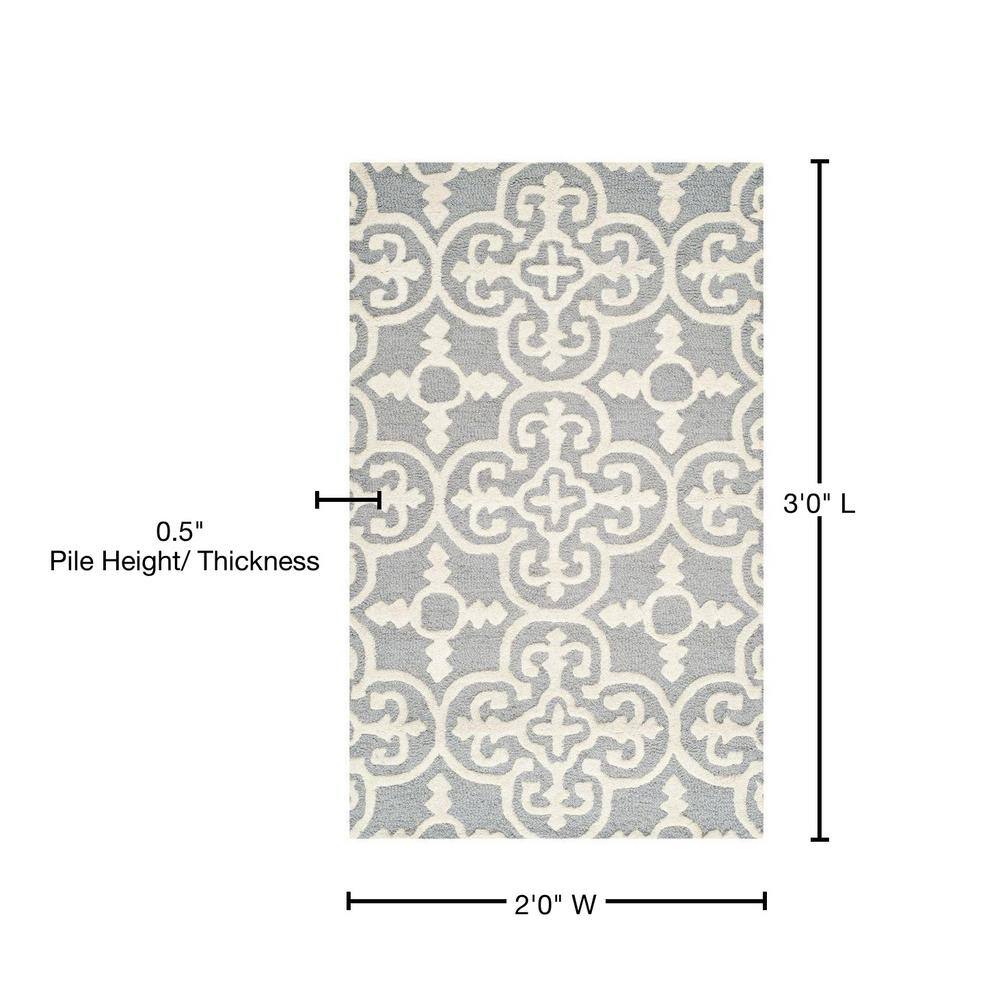Cambridge Silver and Ivory Hand-Tufted Wool Area Rug 2' x 3'