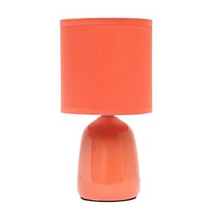 10.04 in. Orange Tall Traditional Ceramic Thimble Base Bedside Table Desk Lamp with Matching Fabric Shade