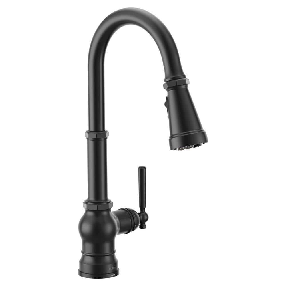 MOEN Paterson Single Handle Pull-Down Sprayer Kitchen Faucet with Optional 3- in -1 Water Filtration in Matte Black