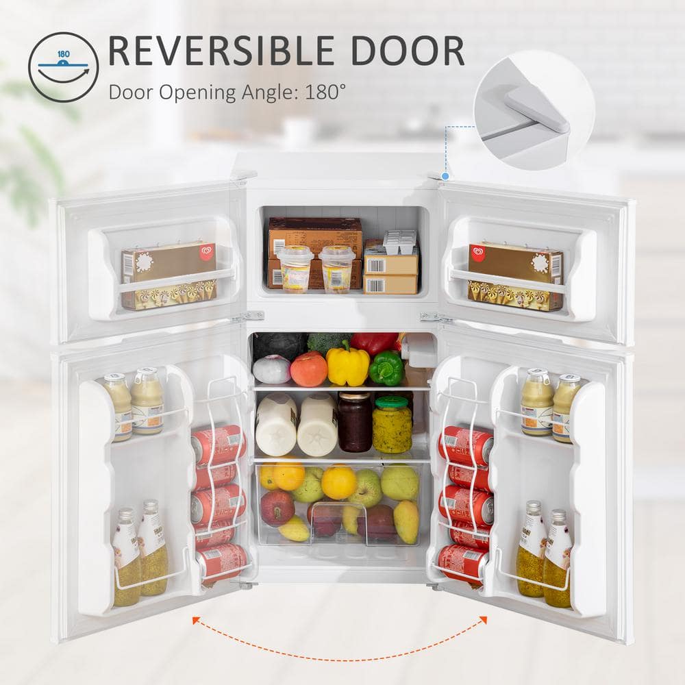 Compact White Smart Mini Fridge with Freezer