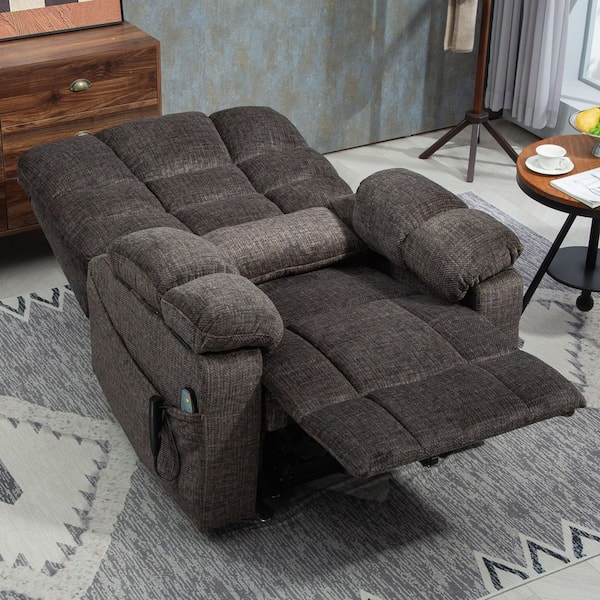 Grey 3-Motor Zero Gravity Power Lift Recliner with Armrest Storage, Massage and Heating
