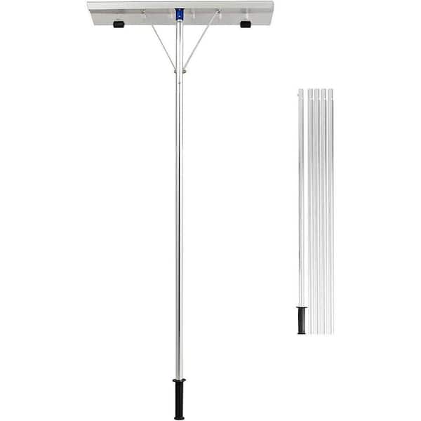 Snow Rake Machine 60 in. Silver Retractable Aluminum Snow Rake, with 26 in. Blade 5 ...