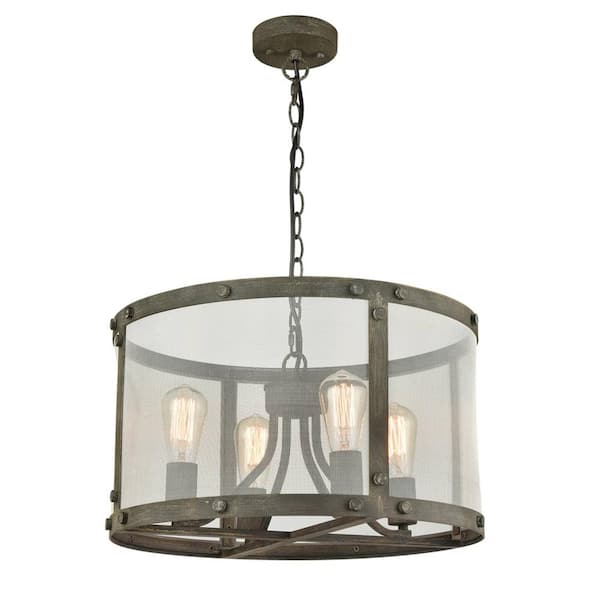 CLAXY 4-Light Black No Decorative Accents Shaded Circle Chandelier for Dining Room, Foyer with No Bulbs Included
