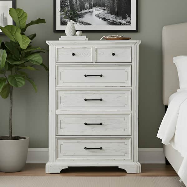 Clara White 5 Drawer 40 in. W Wood Chest of Drawers