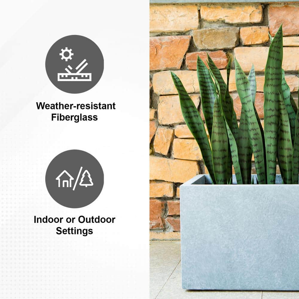Modern Lightweight Concrete Outdoor Planter in Slate Gray