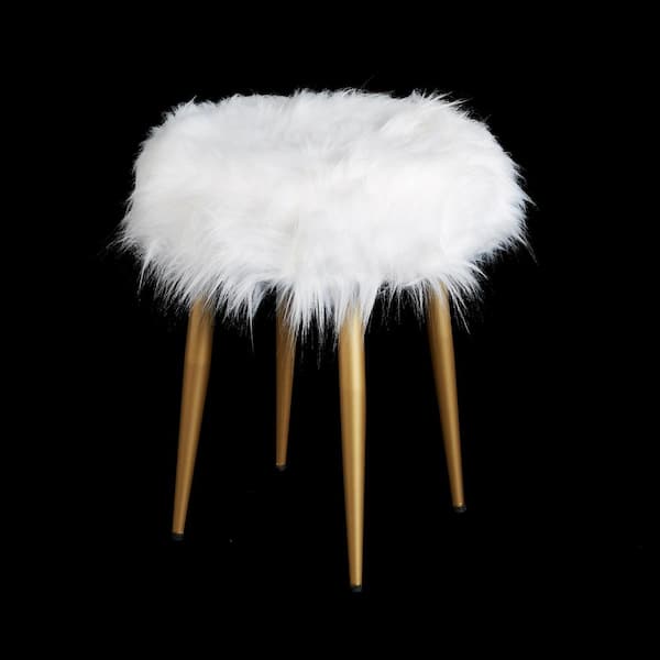 Silverwood Furniture Reimagined Marilyn, White Fur Stool For Vanity