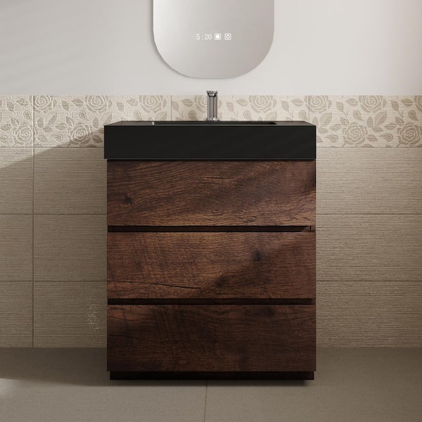 Aaby 30 in. W x 18 in. D x 37 in . H Bath Vanity Cabinet in Brown with Quartz Top and Sink
