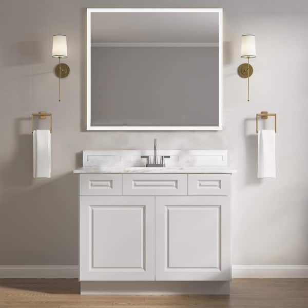 HOMLUX 2-Drawer 36 in. W  x 21 in. D  x 34.5 in. H Ready to Assemble Bath Vanity Cabinet without Top in Raised Panel Dove