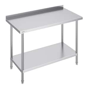 Stainless Steel Commercial Kitchen Prep Table Work Table with Adjustable Height Silver 24 in. x 48 in. x 36 in.