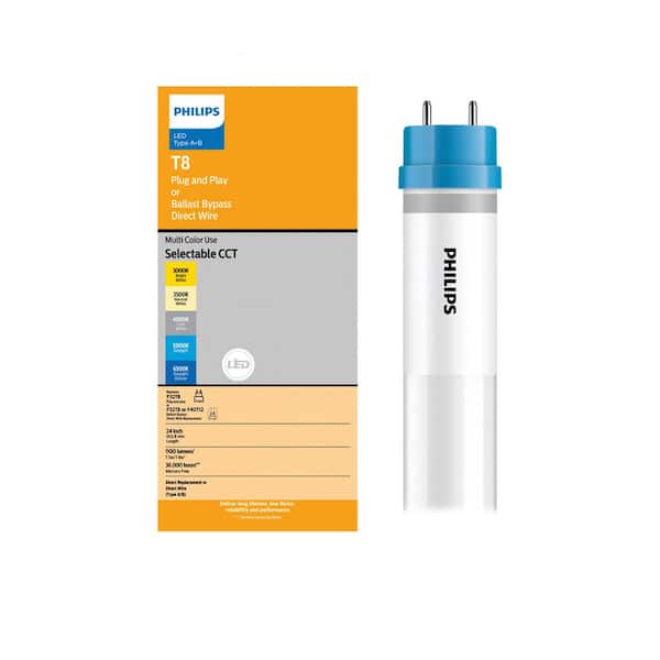 その他 PHILIPS LED Philips 17-Watt Equivalent 24 in. T8 Type A+B Tube G13 Base
