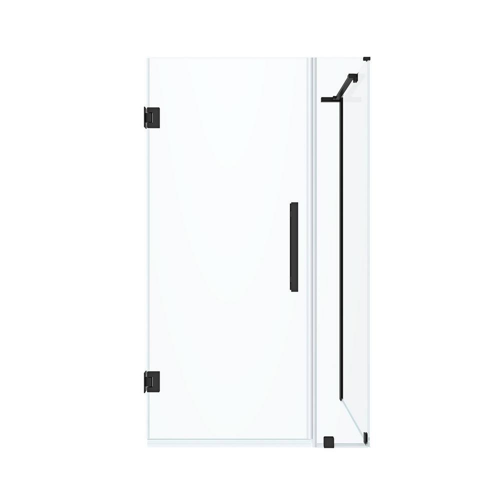 Tampa-Pro Black Frameless Corner Shower Kit with Clear Glass Panels