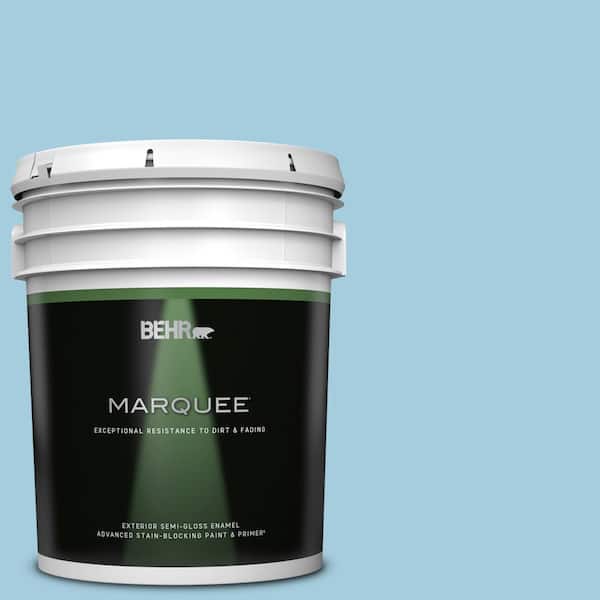 BEHR MARQUEE 5 gal. #M490-2 Carefree Sky Semi-Gloss Enamel Exterior Paint & Primer
