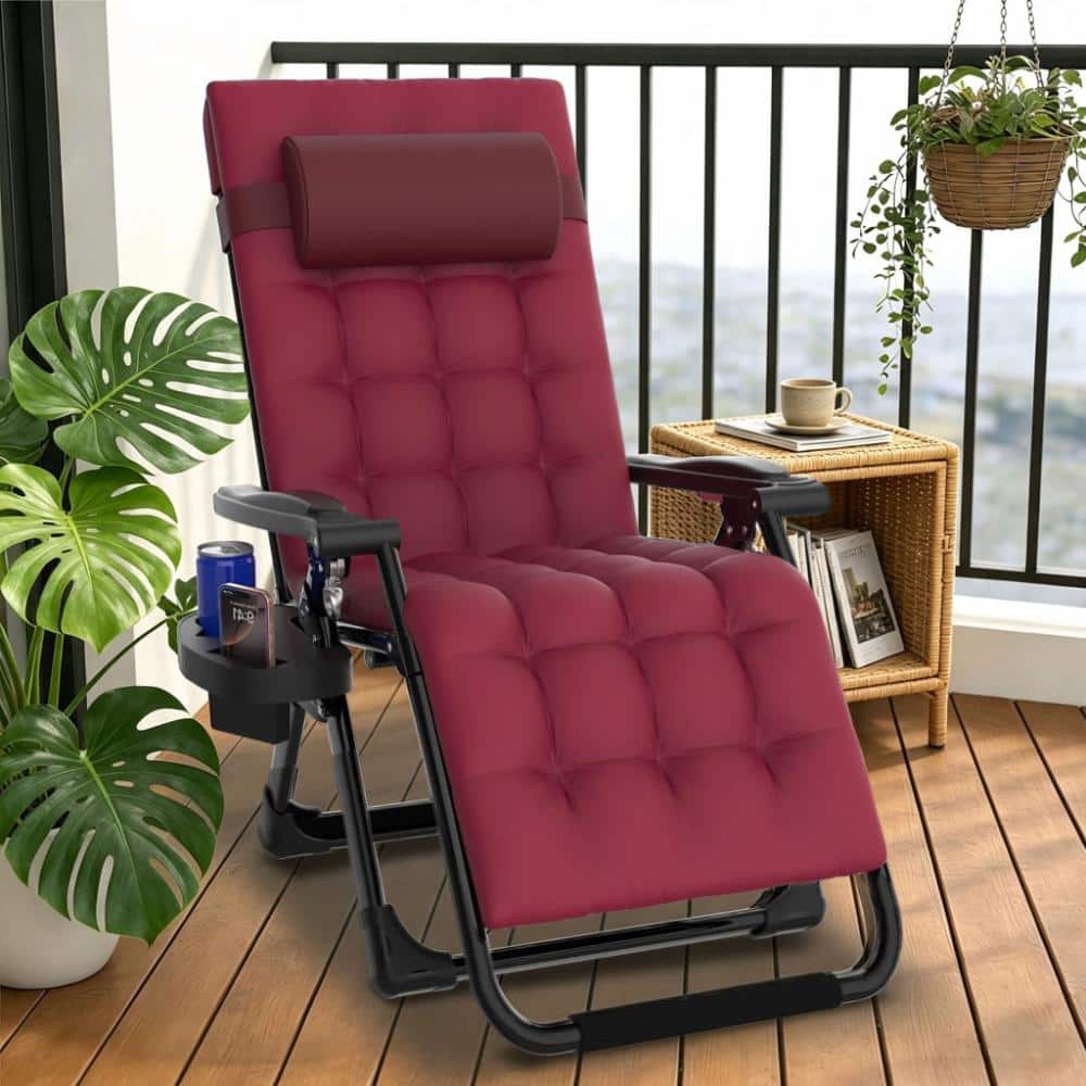 SEEUTEK 26 in. W Metal Zero Gravity Chair Outdoor/Indoor Patio