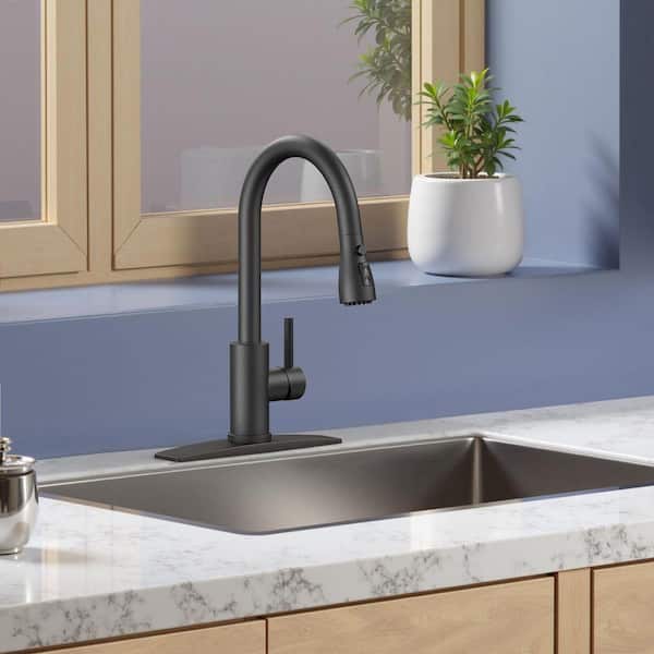 ANZA Single Handle Pull Down Sprayer Kitchen Faucet with Deck