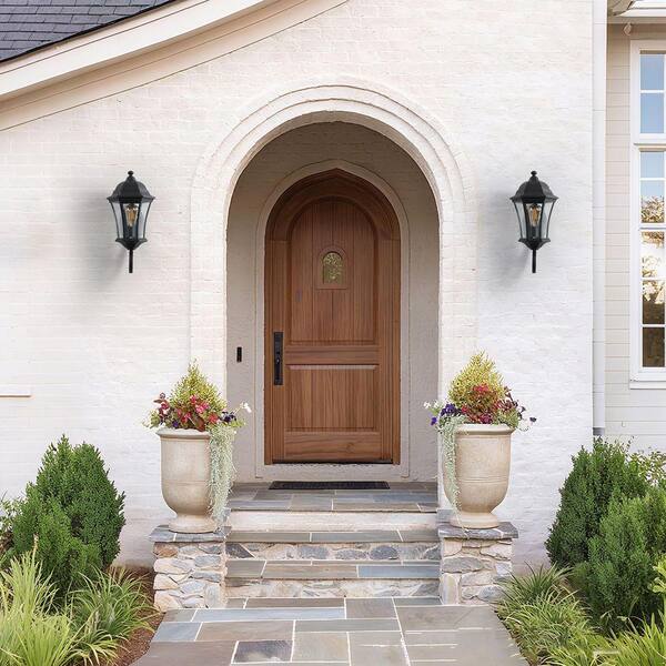 PAKOKULA 19.5 in. 1-Light Black Farmhouse Dusk to Dawn Outdoor