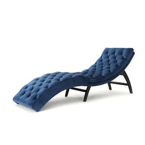 Garret Cobalt Tufted New Velvet Curved Chaise Lounge