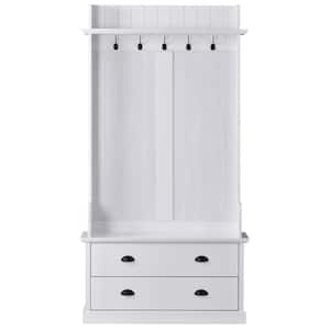 Angelique White 38.5 in. W x 75 in. H Hall Tree with Storage Bench and Shelf