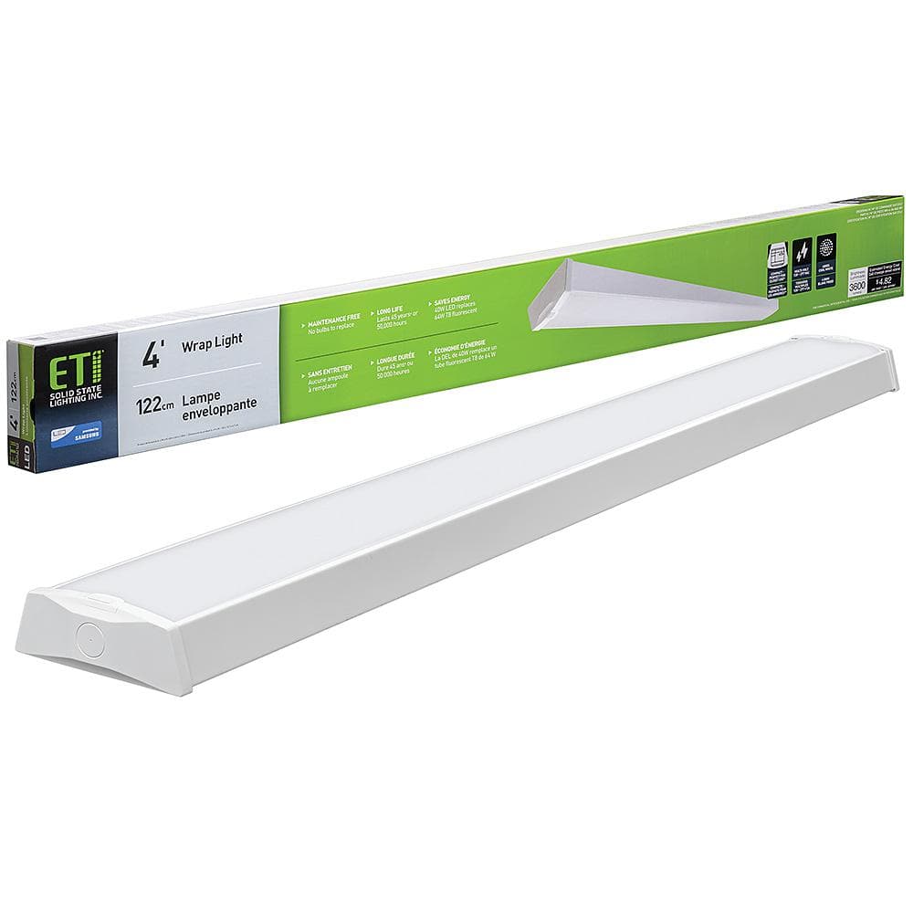 ETi 4 ft. 3600 Lumens Integrated LED White Wraparound Ceiling Light Flush  Mount Multi-Volt 4000K Bright White 56513141 - The Home Depot