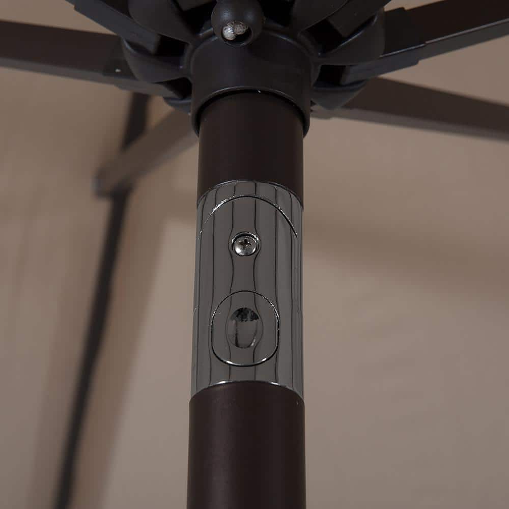 Beige 9 Ft Steel Outdoor Patio Market Umbrella with Resin Base