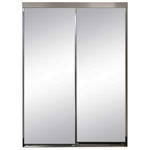 42 in. x 84 in. Polished Edge Mirror Framed with Gasket Interior Closet Sliding Door with Chrome Trim