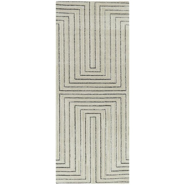 Carmody Cream 2 ft. x 7 ft. Geometric Runner Rug