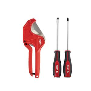 2-3/8 in. Ratcheting PVC Pipe Cutter with 2pc Screwdriver Set (3-PC)