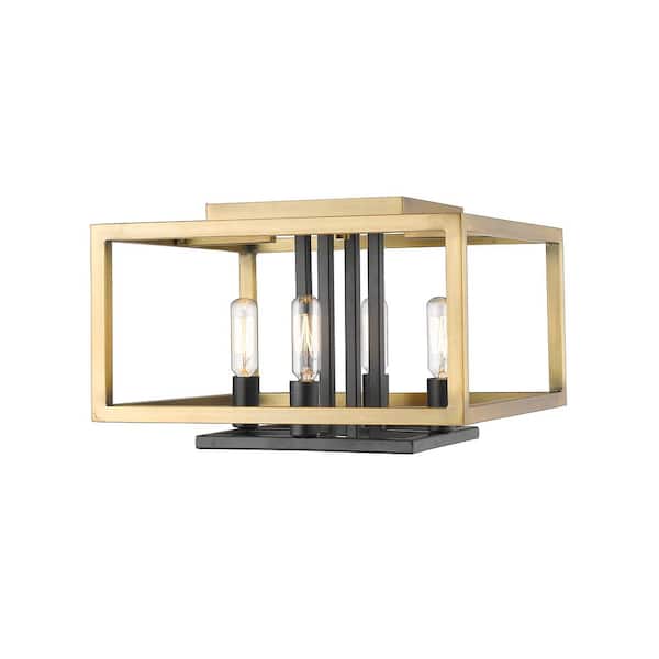 Unbranded Quadra 13 in. 4-Light Olde Brass Plus Bronze Flush Mount