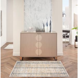 Modern Abstract Grey Gold 3 ft. x 5 ft. Abstract Contemporary Area Rug
