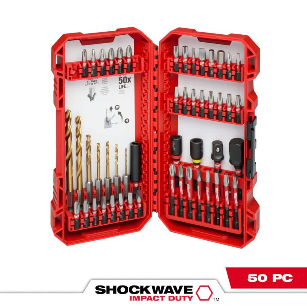 Milwaukee SHOCKWAVE Impact Duty Drill and Alloy Steel Screw Driver Bit Set  (50-Piece) 48-32-4013 The Home Depot