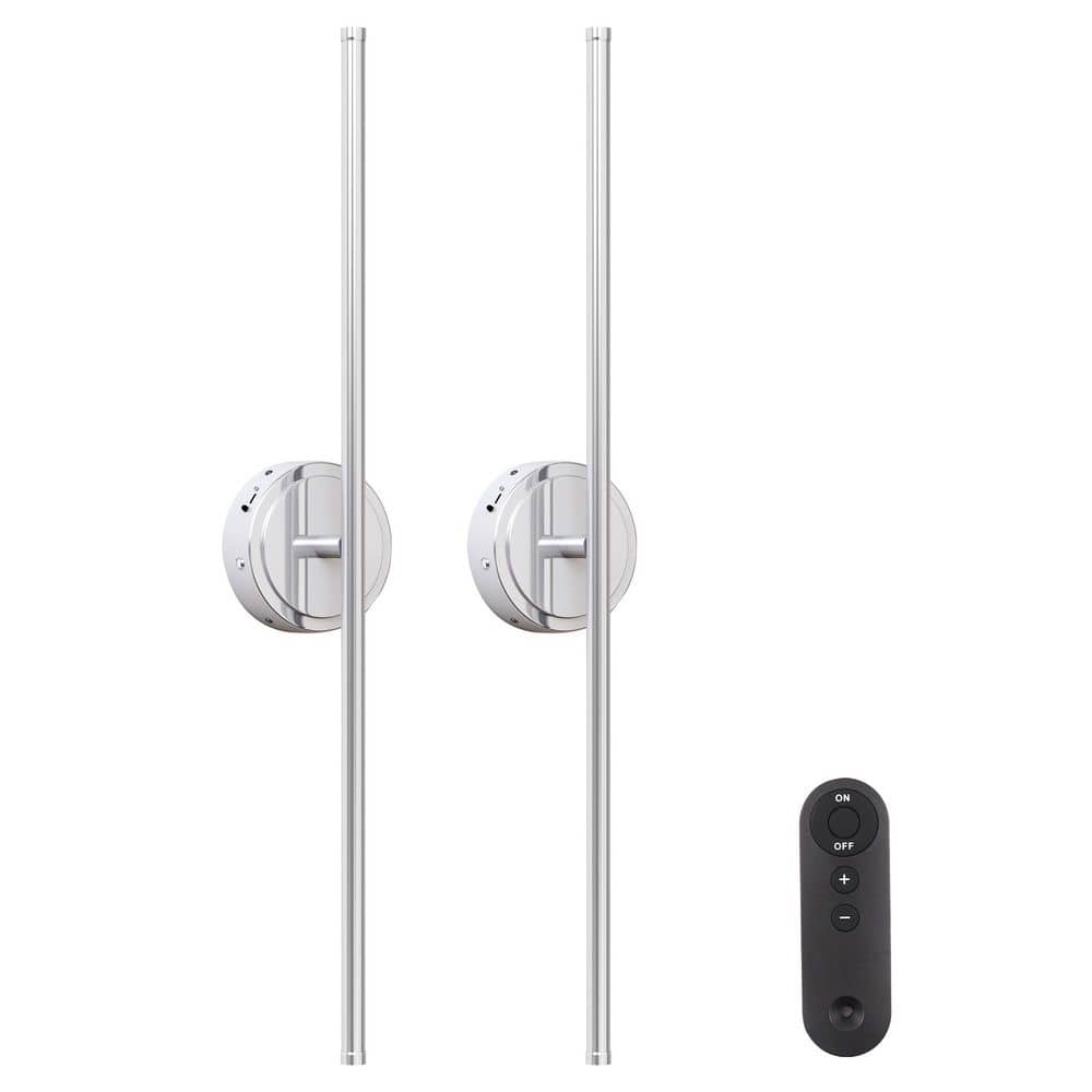 2-Pack Chrome Dimmable Wireless Integrated LED Wall Sconce with Remote 350° Rotate, Sconce Wall Decor for Living Room price history on PriceWatchPro